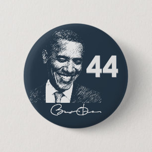 Barack Obama 44th President with signature Pinback Button