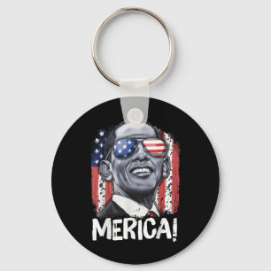 Barack Obama 4th Of July Merica Men Women Usa Amer Keychain