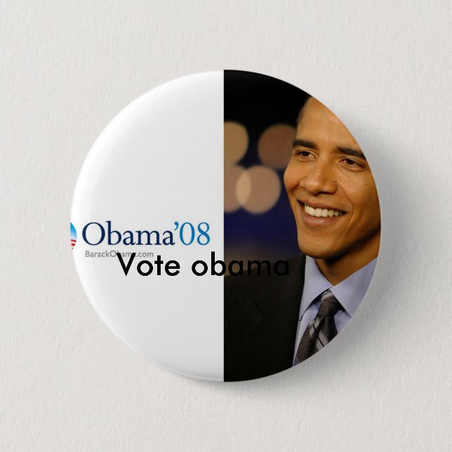 Barack Obama &apos;08 Desktop Wallpaper, Vote o... Pinback Button (Front)