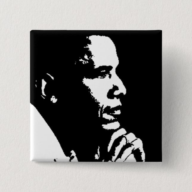Barack Obama Black & White Profile Button (Front)
