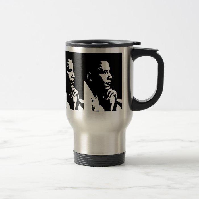 Barack Obama Black & White Profile Travel Mugs