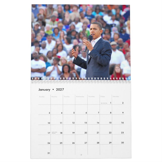 Barack Obama Calendar (Jan 2027)