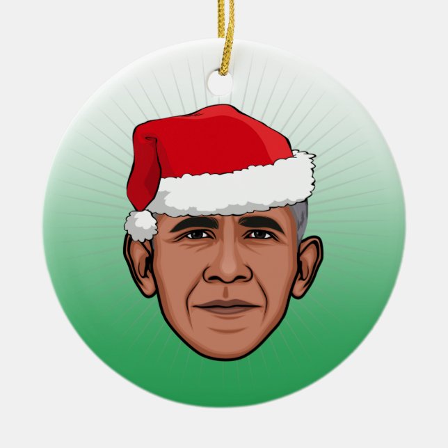 BARACK OBAMA Christmas Ceramic Ornament (Front)