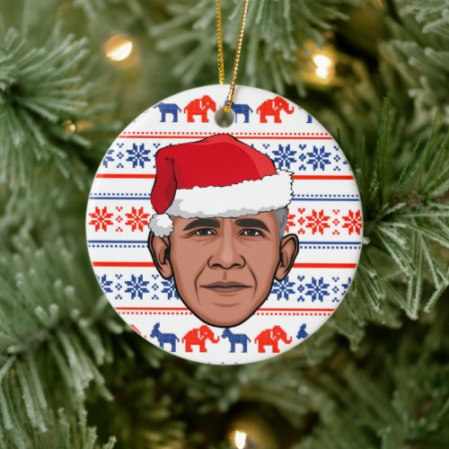 BARACK OBAMA Christmas Ceramic Ornament