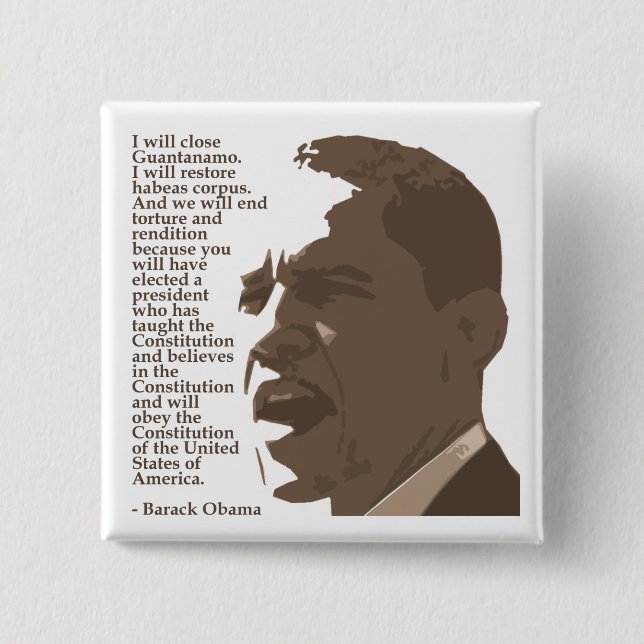 Barack Obama Constitution Quote Square Button (Front)