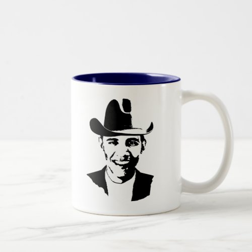 Barack Obama cowboy hat Two_Tone Coffee Mug