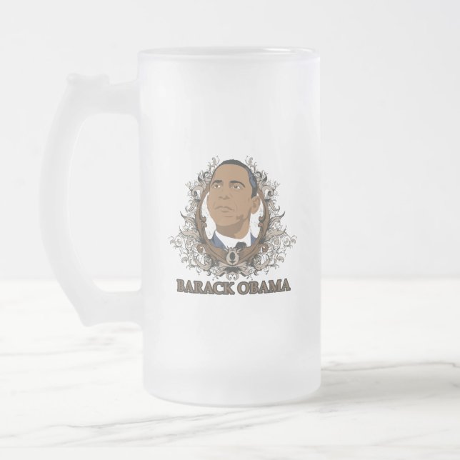 Barack Obama Frosted Glass Beer Mug (Left)