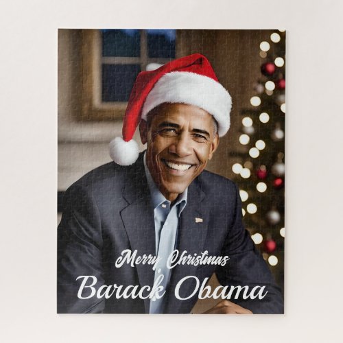  Barack Obama in Santa Hat Christmas Jigsaw Puzzle
