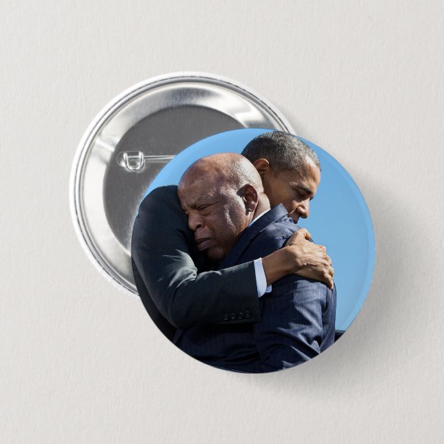 Barack Obama & John Lewis Hugging Button (Front & Back)