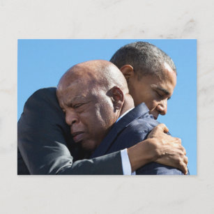 Barack Obama & John Lewis Hugging Postcard