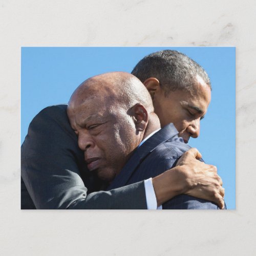 Barack Obama  John Lewis Hugging Postcard