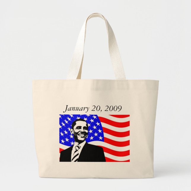 Barack Obama Large Tote Bag (Front)
