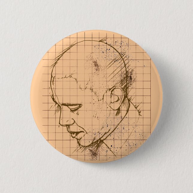 Barack Obama Line Drawing Button (Front)