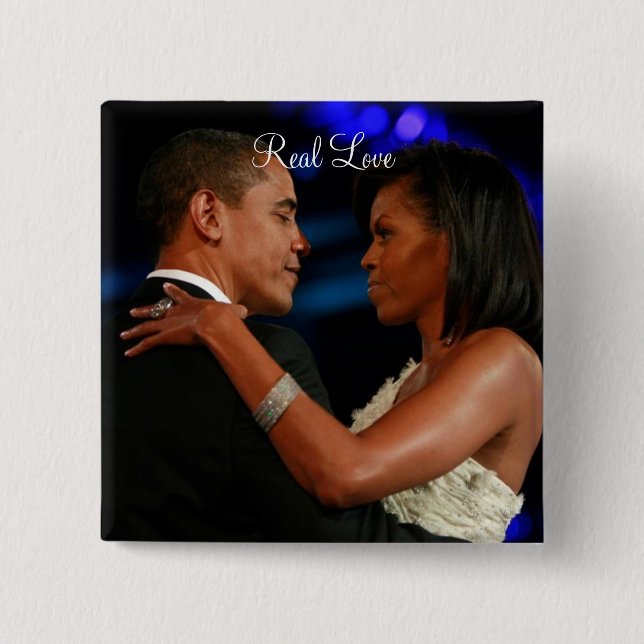 Barack Obama & Michelle , Real Love Pinback Button (Front)