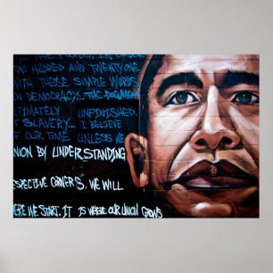 Barack Obama Mural & Speech, Brooklyn, New York Poster