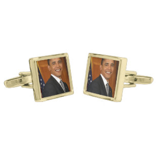 Barack Obama Official Portrait Gold Cufflinks