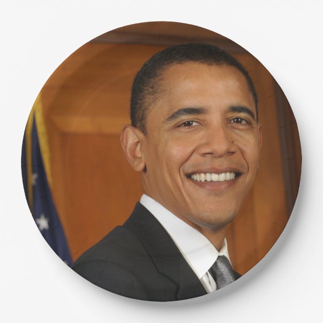 Barack Obama Official Portrait Paper Plates (Front)