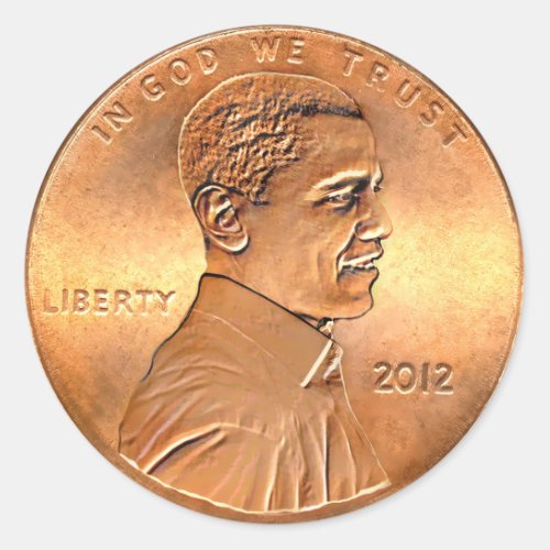 Barack Obama Penny 2012 Classic Round Sticker