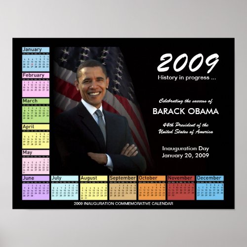 Barack Obama Poster with 2009 Calendar