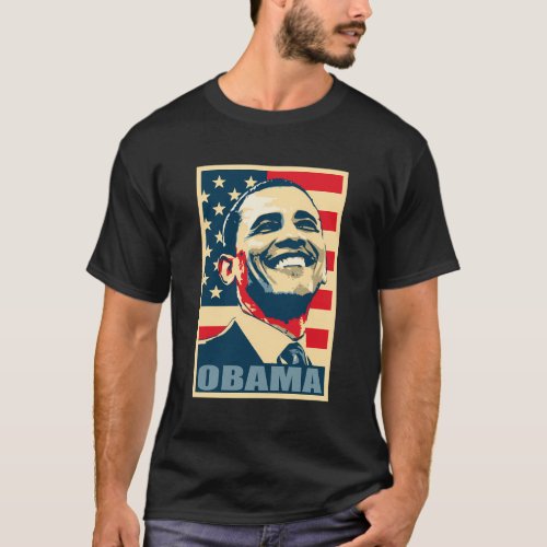 Barack Obama President 44 American Flag Happy Demo T_Shirt