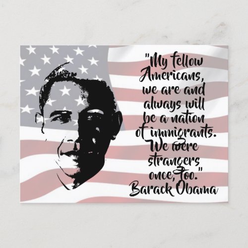 Barack Obama Quote with American Flag Postcard
