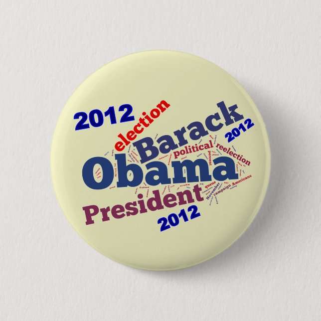 Barack Obama Re-Election Cloud Button (Front)