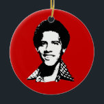 Barack Obama retro Ceramic Ornament<br><div class="desc">PoliticalT-shirts.com: Browse the full spectrum of political gifts and apparel. Political bumper stickers,  hoodies,  buttons,  magnets,  mugs,  posters,  and more. Choose Republican,  Democrat,  Liberal,  or Conservative Humor Tees,  and 2010 Campaign Gear & 2012 Campaign Gear.</div>