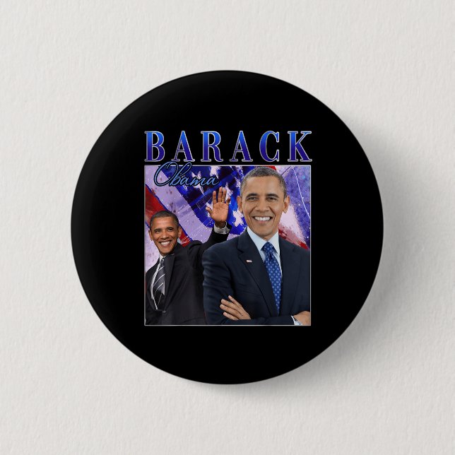 Barack Obama Retro Vintage Style  Button (Front)
