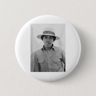 Barack Obama Retro Vintage Young Obama Smoking In  Button