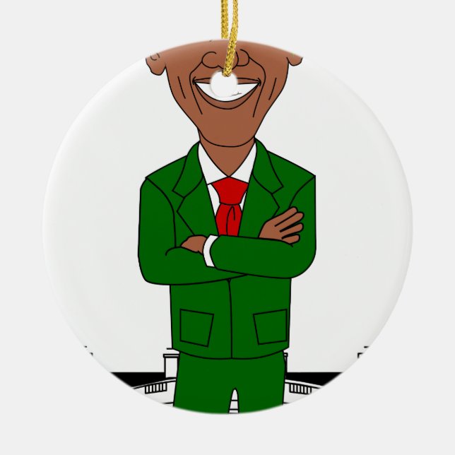 barack obama santa claus ceramic ornament (Front)