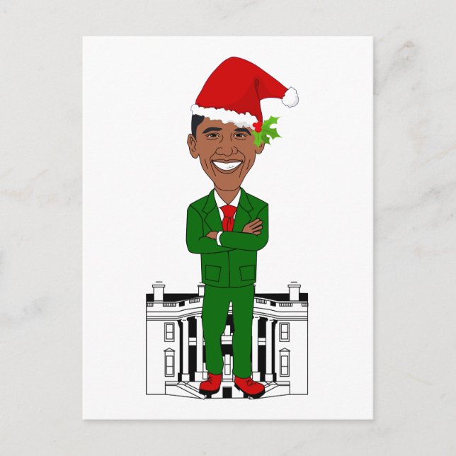 Barack Obama Santa Claus Holiday Postcard (Front)