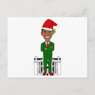 barack obama santa claus holiday postcard