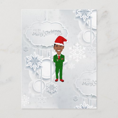 barack obama santa holiday postcard