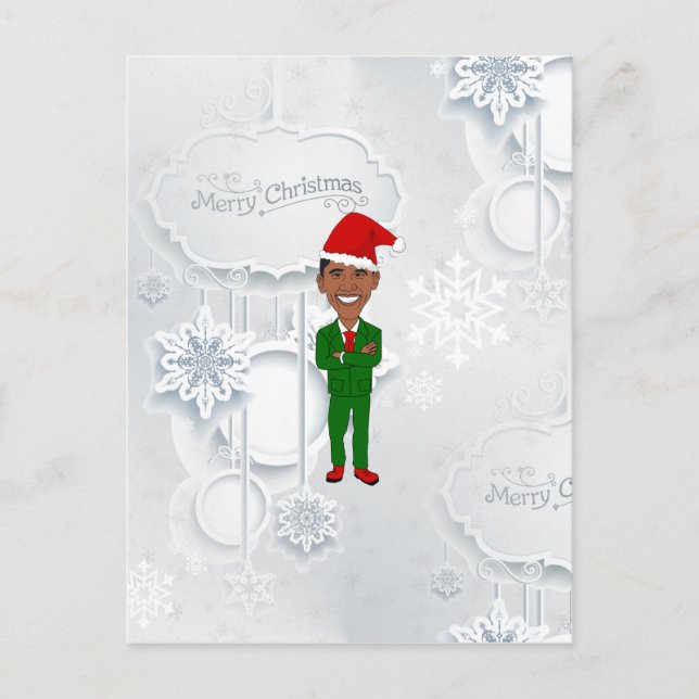 barack obama santa holiday postcard (Front)