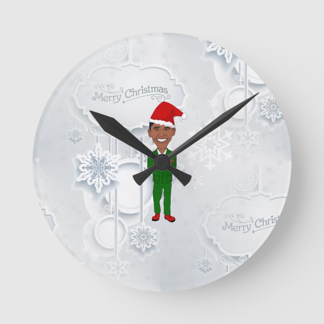 barack obama santa round clock (Front)