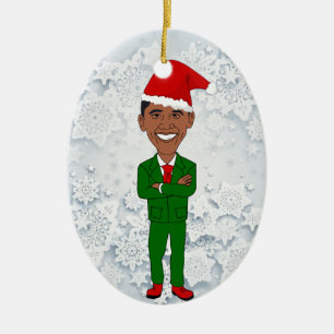 barack obama santas ceramic ornament