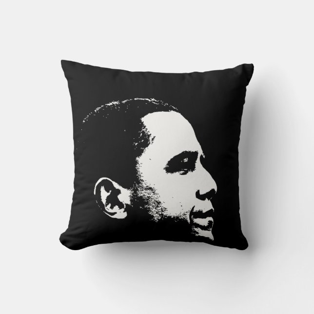 Barack Obama Side Portrait Stencil Throw Pillow (Front)