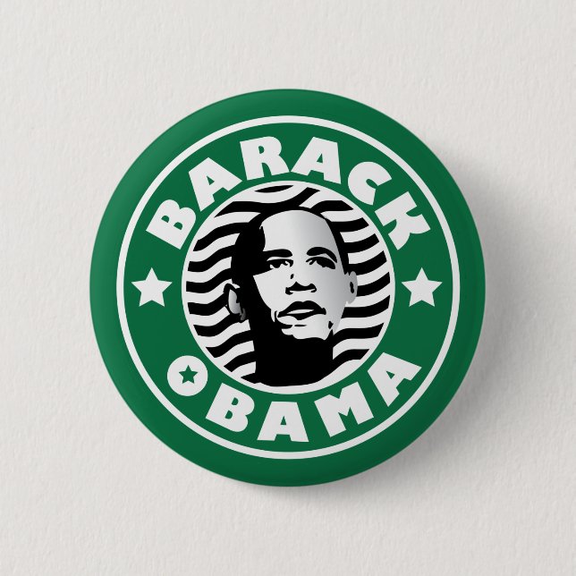Barack Obama Star Caffeine Pinback Button (Front)