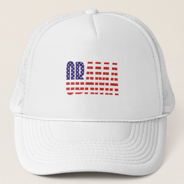 Barack Obama Support USA Flag Tees Gifts Trucker Hat (Front)