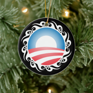 barack obama tribal logo ceramic ornament