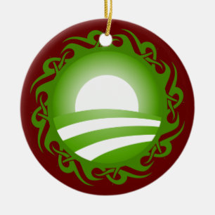 barack obama : tribal logo ceramic ornament