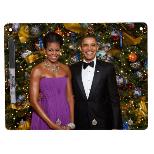 Barack Obama US President White House Christmas Dry Erase Board With Keychain Holder