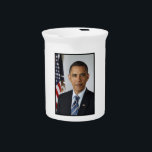 Barack Obama US President White House Portrait  Beverage Pitcher<br><div class="desc">Barack Hussein Obama II is an American attorney and politician who served as the 44th president of the United States from 2009 to 2017. A member of the Democratic Party,  he was the first African American to be elected to the presidency.</div>
