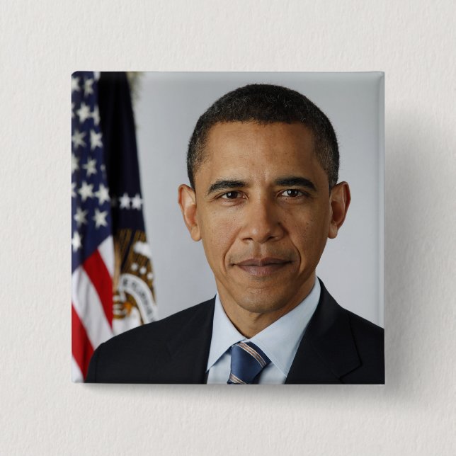 Barack Obama US President White House Portrait  Button (Front)