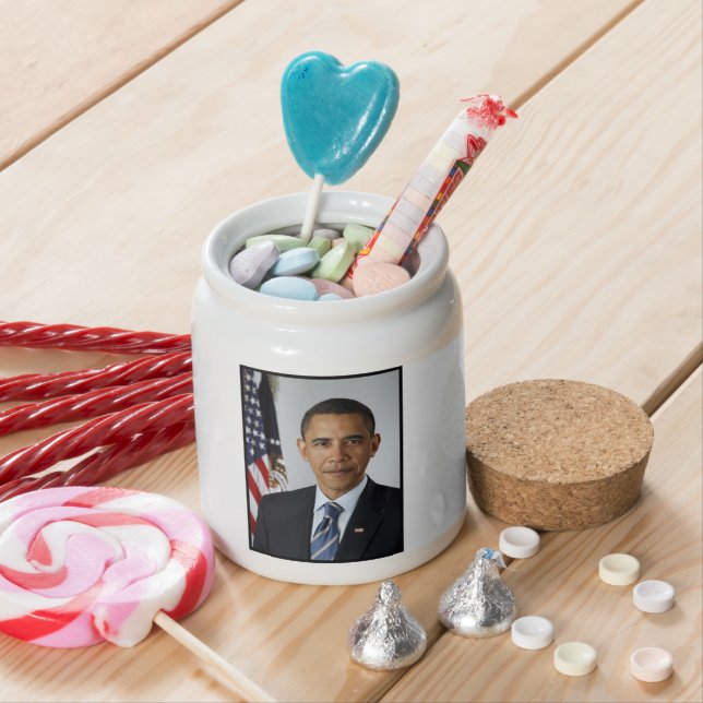 Barack Obama US President White House Portrait  Candy Jar (In Situ)