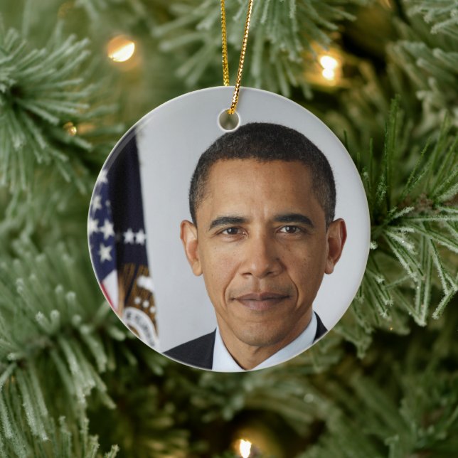 Barack Obama US President White House Portrait  Ceramic Ornament (Tree)