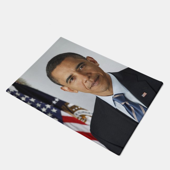 Barack Obama US President White House Portrait  Doormat (Angled)