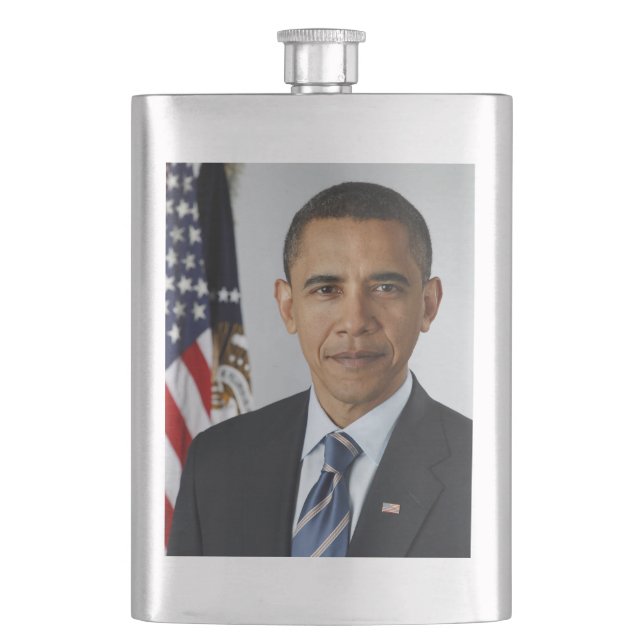 Barack Obama US President White House Portrait  Flask (Front)