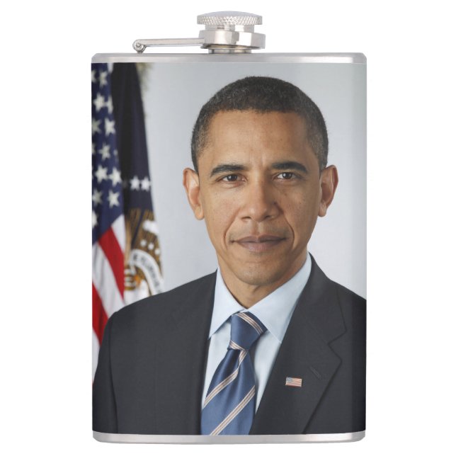 Barack Obama US President White House Portrait  Flask (Front)