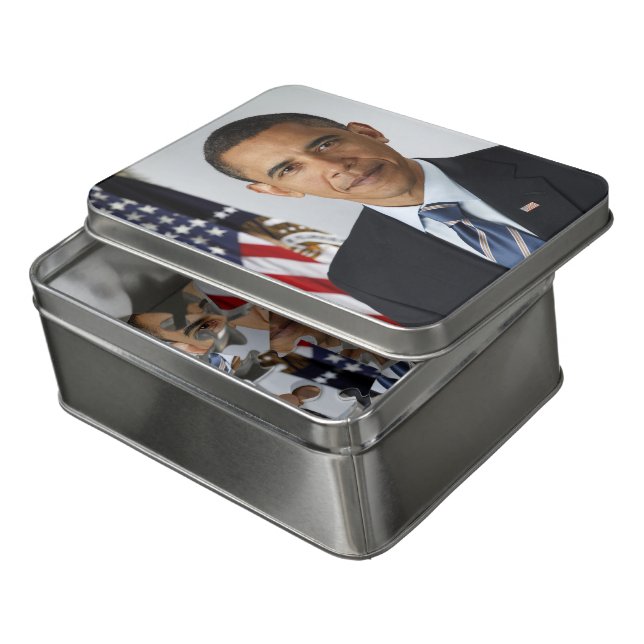 Barack Obama US President White House Portrait  Jigsaw Puzzle (Lid Open)
